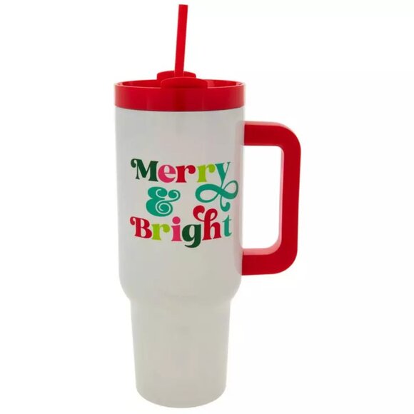 NEW Sleigh Bell Bistro Merry & Bright Metal Tumbler 40 Ounces - Picture 1 of 8